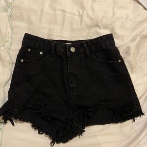 Oak and Fort black denim shorts